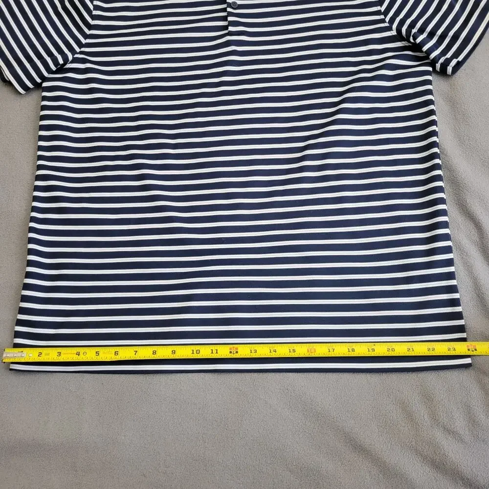 NIKE Shirt Polo Mens XL Blue DriFit Golf Striped Gray White Performance Business - Picture 3 of 14